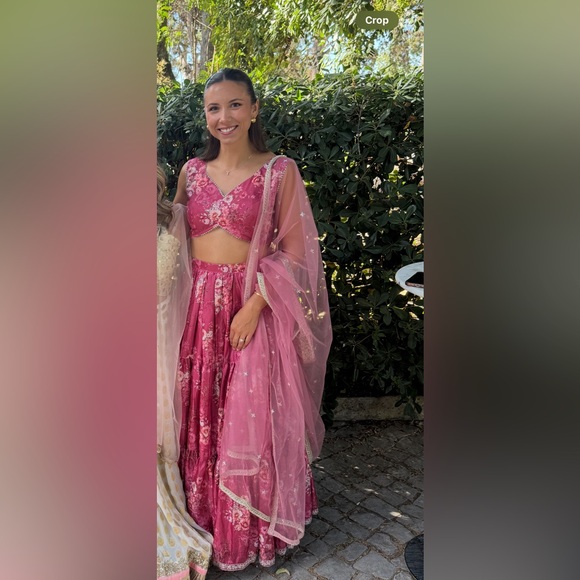 Lashkaraa Dusty Pink Floral Lehenga - Picture 1 of 2